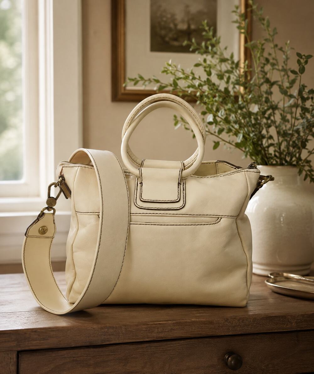 HOBO Vintage Hide Collection Sheila Premium Leather Satchel Bag Butter Yellow